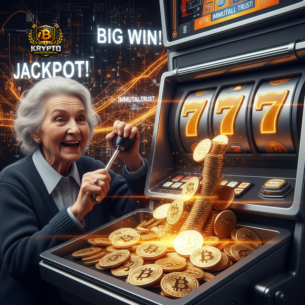 Eine glückliche Gewinnerin feiert einen Krypto-Jackpot, der den erfolgreichen Wettansatz und die potenziellen Gewinne für Krypto-Nutzer darstellt.