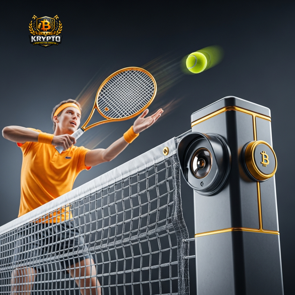 Abstraktes Bild, das Tennis und Krypto-Technologie verbindet